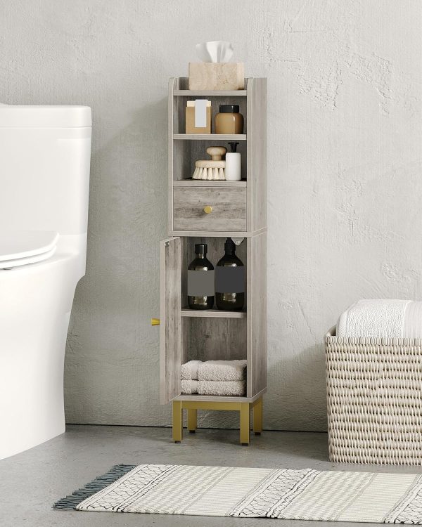 Bathroom Storage , Corner Floor  with Drawers and Doors,  Toilet Paper , Bathroom Organizer with Adjustable Shelf, for Small Spaces, Greige BC19805G - Image 4