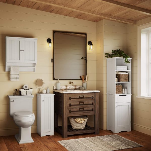Slim Linen  - White -  Storage  for Bathroom Slim Storage with 2 Adjustable Shelves - Storage  for Small Spaces - Image 4