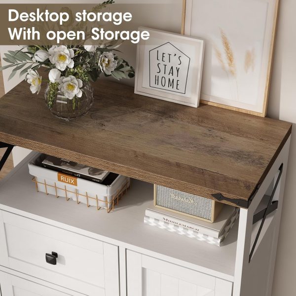 White  Storage  with 2 Drawers & Shelves,Freestanding Storage  with Doors & Open Storage,Floor Storage  for Living Room,Bathroom,Kitchen,Laundry - Image 5