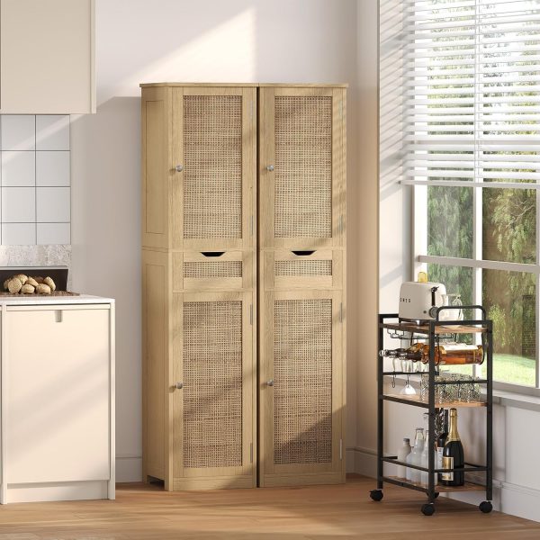 67" Tall Bathroom Floor  with 2 Door & Drawers,  Storage  with Adjustable Shelves,  Floor Storage  for Bathroom, Living Room, Entryway, Natural BMGZ113M - Image 8