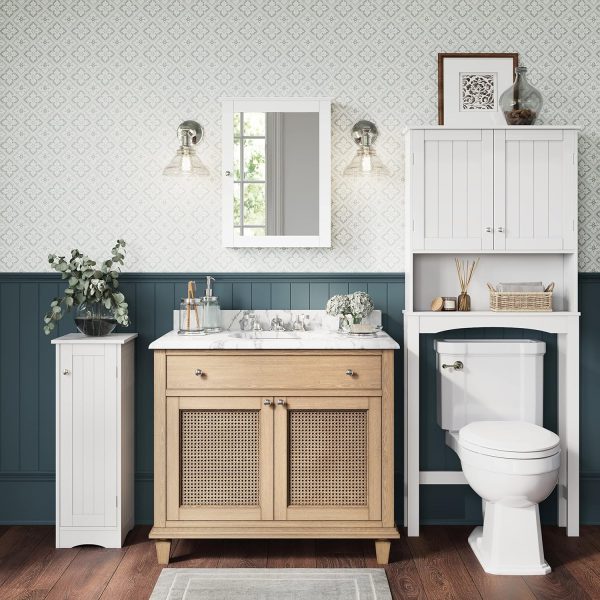 Slim Linen  - White -  Storage  for Bathroom Slim Storage with 2 Adjustable Shelves - Storage  for Small Spaces - Image 9